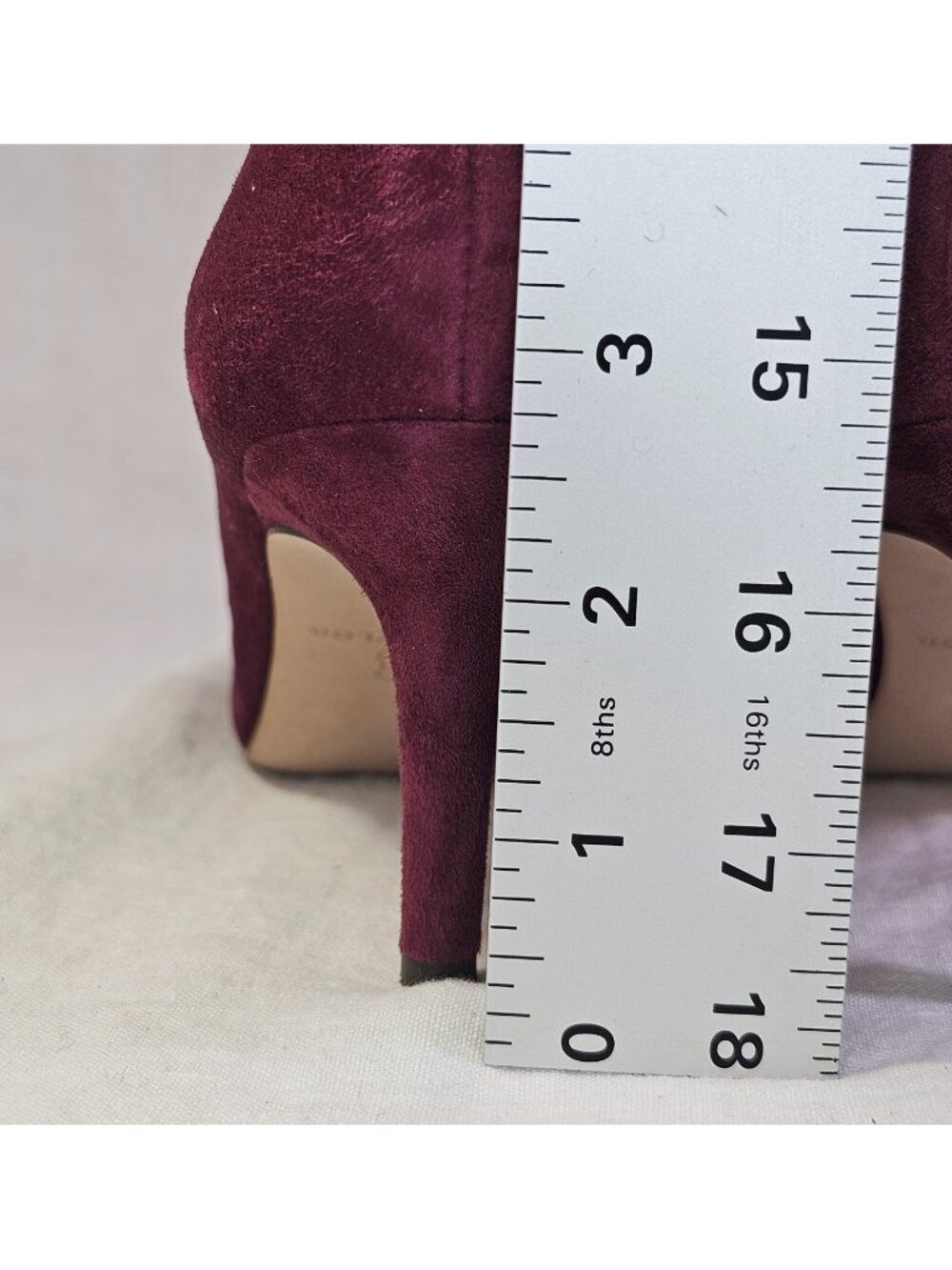 Ann Taylor Eryn Suede Pump 2.75” Kitten Heel Pointed Toe Scarpin 8.5 Plum Rose - Picture 6 of 13